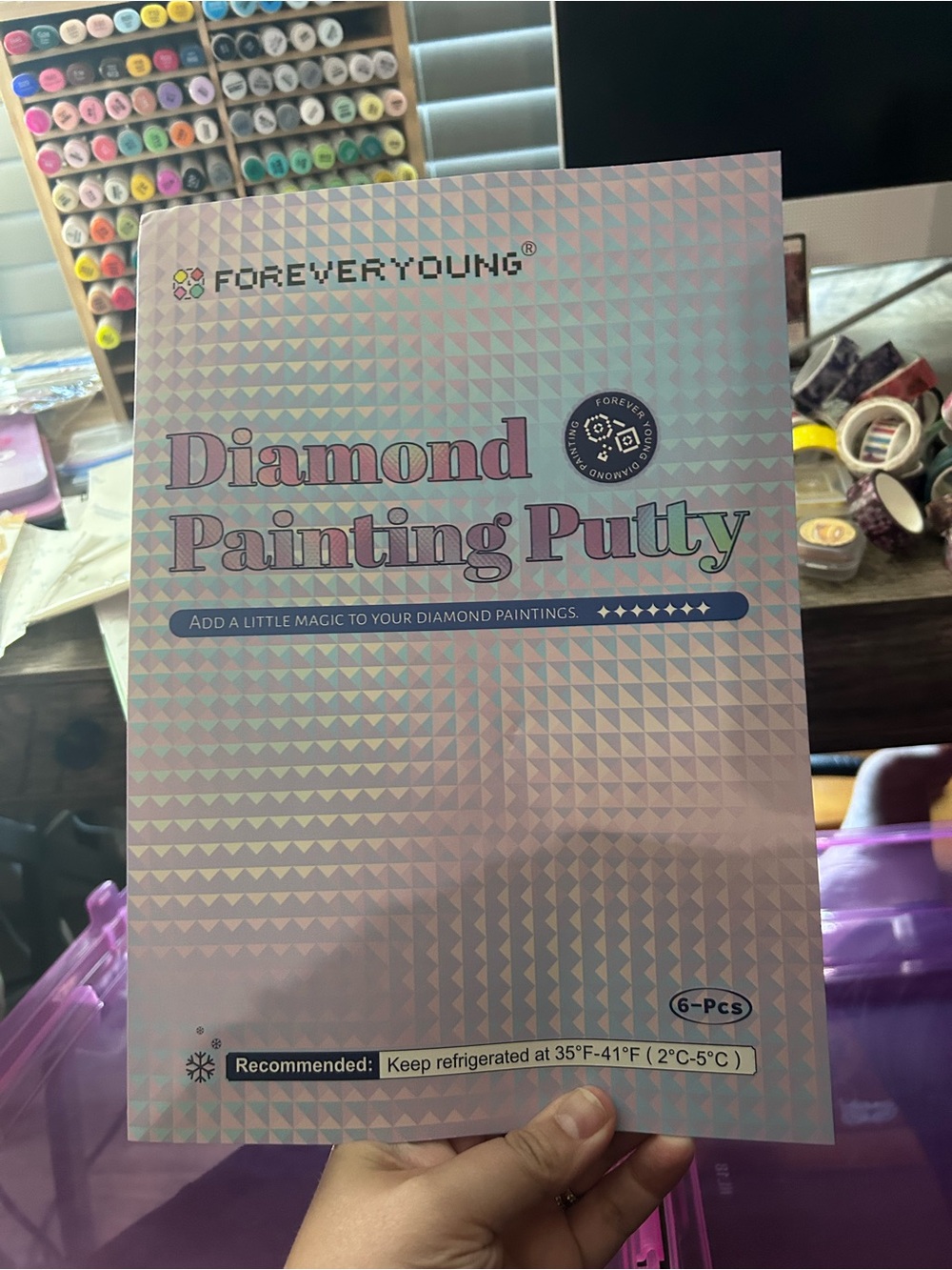 Forever Young Holographic Pink Diamond Painting Putty - 6 Pack